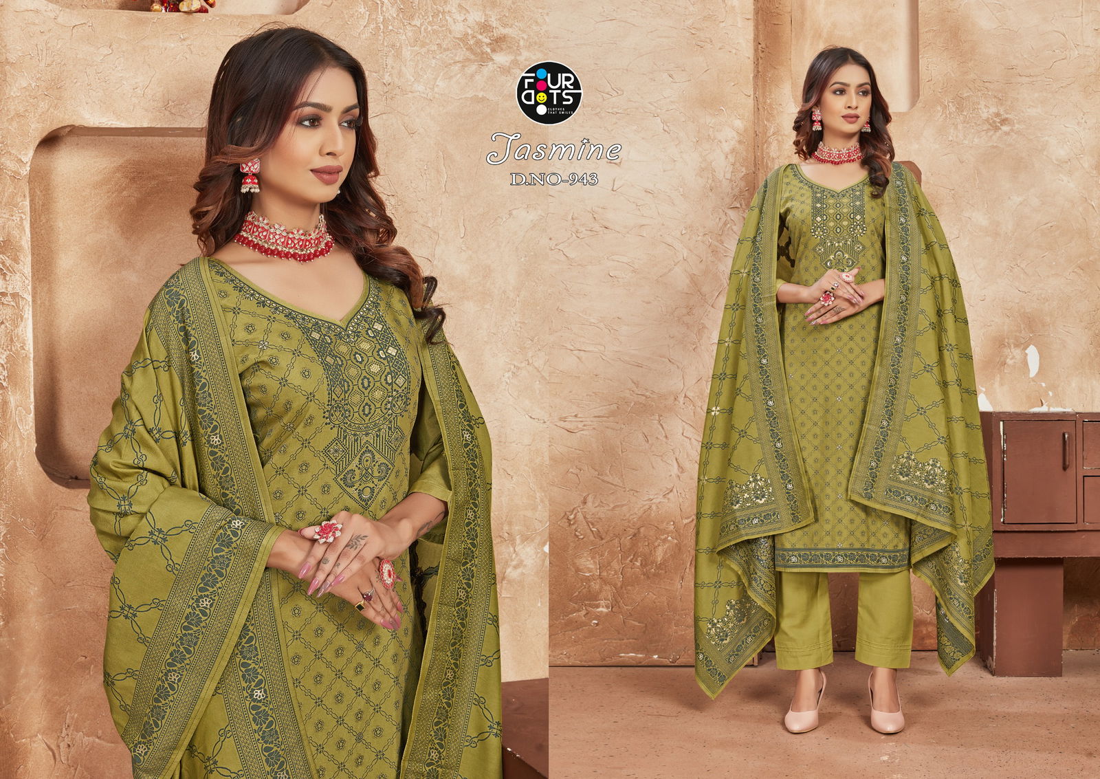 Jasmine By Four Dots Pure Muslin Jacquard Designer Salwar Kameez Wholesale Market In Surat
